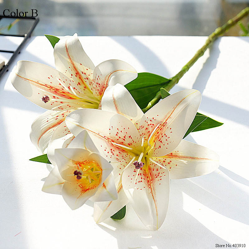 Imprimare 3D Ramă de crin Flori artificiale cu aspect real pentru acasă Decor de nuntă Flori false albe decor de grădină flori