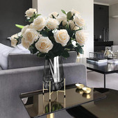 7Rožu pušķis Ziemassvētku ballīte Mākslīgais viltus zīda zieds putekļaini rozā sarkans balts kāzu dekorācijas displeja dāvana rudens krāsa