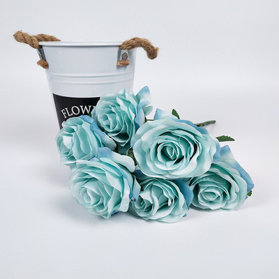 7Rožu pušķis Ziemassvētku ballīte Mākslīgais viltus zīda zieds putekļaini rozā sarkans balts kāzu dekorācijas displeja dāvana rudens krāsa