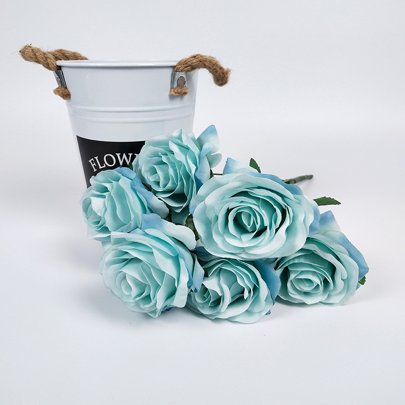 7Rožu pušķis Ziemassvētku ballīte Mākslīgais viltus zīda zieds putekļaini rozā sarkans balts kāzu dekorācijas displeja dāvana rudens krāsa