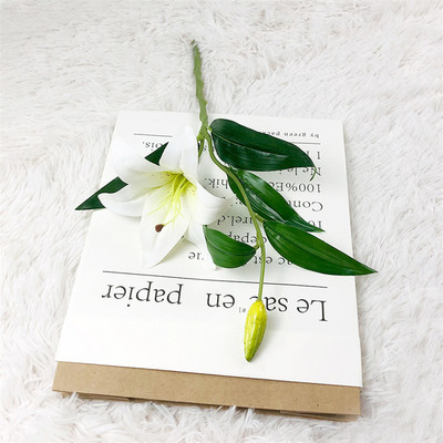 Visokokvalitetni bijeli ljiljan lateks pravi dodir Umjetno cvijeće mladenka svadbena zabava za kućne dekoracije Poklon buket Soba DIY Dekor