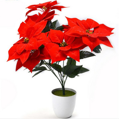 Τεχνητό λουλούδι Poinsettia Γραφείο σπιτιού Fake Χριστουγεννιάτικο Λουλούδι Εκδήλωση Floral διακόσμηση