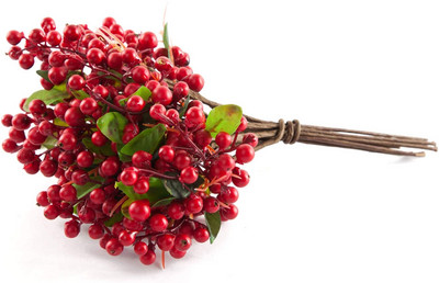 Pachet de 5 flori artificiale din plastic, 25 cm, fructe de pădure din California, fructe de afine, flori de mătase false, pentru acasă, pentru petrecere, nuntă, albastru