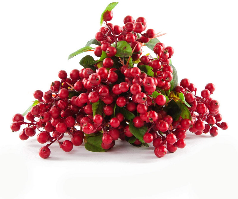 Pachet de 5 flori artificiale din plastic, 25 cm, fructe de pădure din California, fructe de afine, flori de mătase false, pentru acasă, pentru petrecere, nuntă, albastru