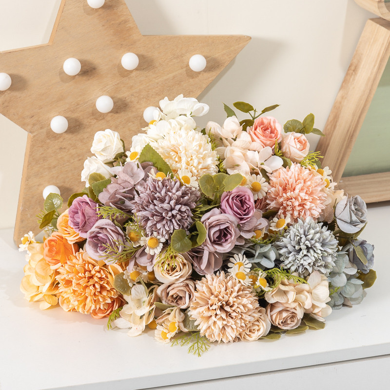 Trandafir de mătase decor flori artificiale buchet mireasă ținând flori nunta decorare petrecere cameră grădină de masă flori false