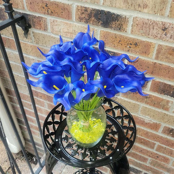 Blue Calla Lily Изкуствени цветя Истински сензорни лилии Букет Фалшиви цветя Изкуствени за декорация за декорация на цветя за дома