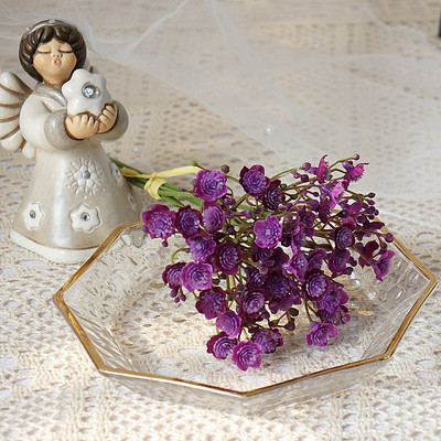 40 de capete/pachet de flori artificiale din plastic, realizate manual, pentru decorarea grădinii, plante false, aranjamente florale