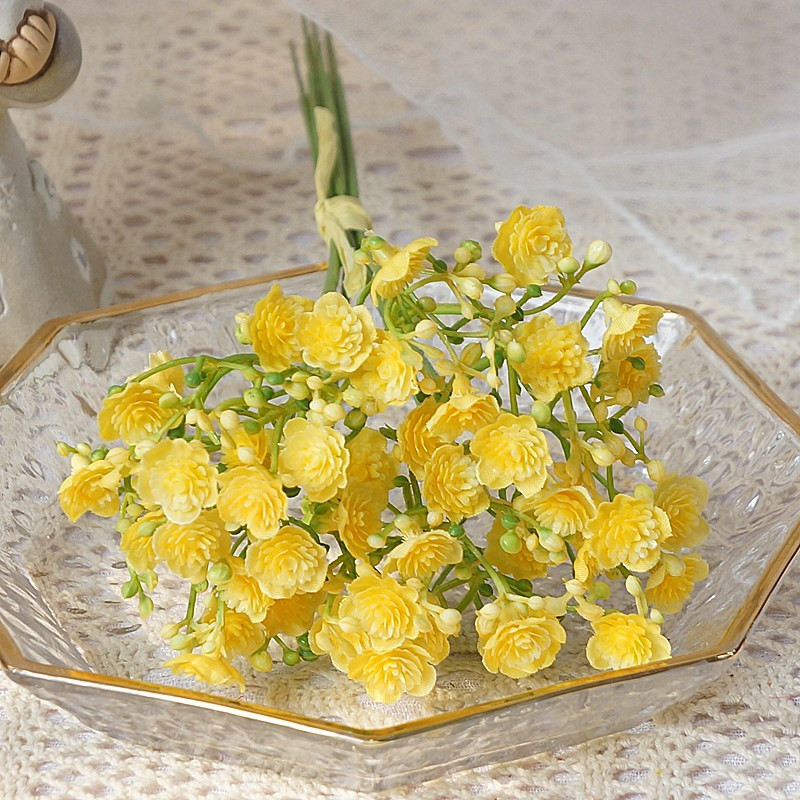 40 de capete/pachet de flori artificiale din plastic, realizate manual, pentru decorarea grădinii, plante false, aranjamente florale