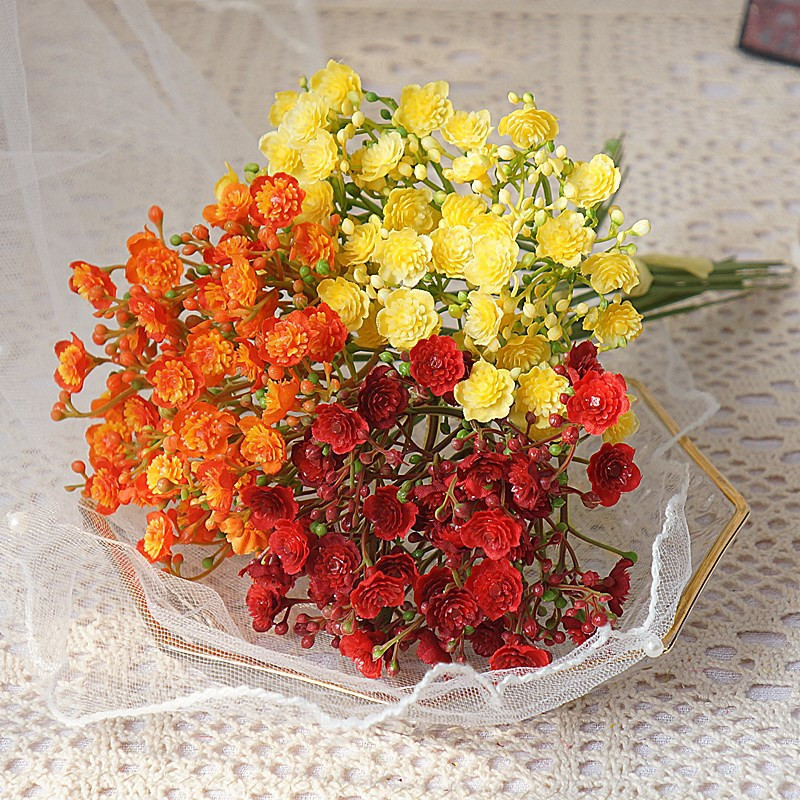 40 de capete/pachet de flori artificiale din plastic, realizate manual, pentru decorarea grădinii, plante false, aranjamente florale