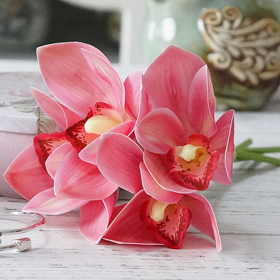 4 buc/pachet orhidee albă nunta buchet de mireasa mariaj latex flori artificiale DIY album de însemnări flori artificiale decor casei