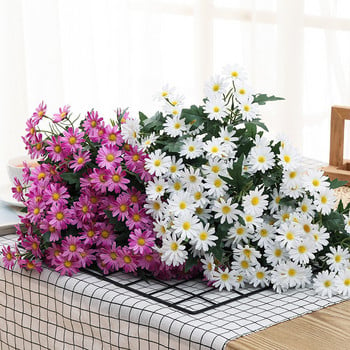 Artificial Daisy Silk White Yellow Beauty Simulation Chrysanthemum 9 Heads Fake Flowers Διακόσμηση γραφείου σπιτιού κήπου