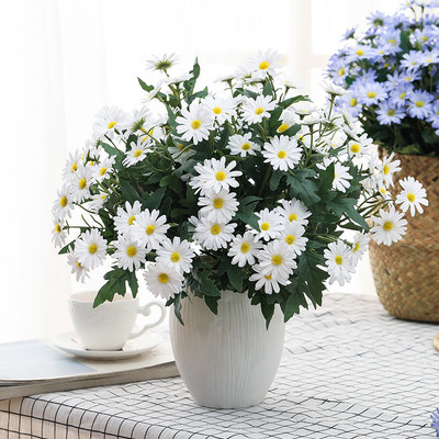 Artificial Daisy Silk White Yellow Beauty Simulation Chrysanthemum 9 Heads Fake Flowers Διακόσμηση γραφείου σπιτιού κήπου