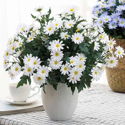 Artificial Daisy Silk White Yellow Beauty Simulation Chrysanthemum 9 Heads Fake Flowers Διακόσμηση γραφείου σπιτιού κήπου