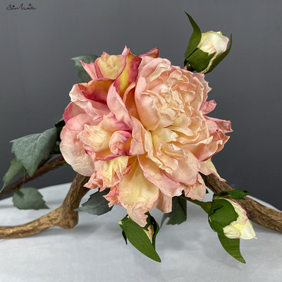 SunMade Luxury Burnt Edged Big Peony Branch Silk Τεχνητά Λουλούδια Σπίτι Διακόσμηση Γάμου Fleurs Artificielles Purple Flores