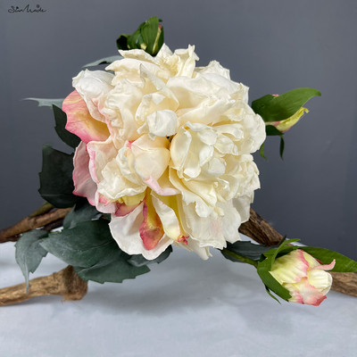 SunMade Luxury Burnt Edged Big Peony Branch Silk Τεχνητά Λουλούδια Σπίτι Διακόσμηση Γάμου Fleurs Artificielles Purple Flores