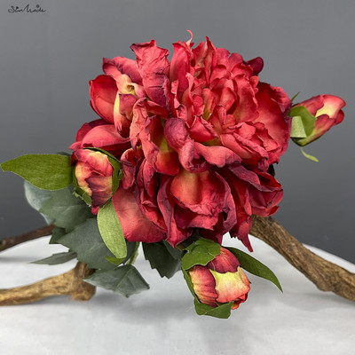 SunMade Luxury Burnt Edged Big Peony Branch Silk Τεχνητά Λουλούδια Σπίτι Διακόσμηση Γάμου Fleurs Artificielles Purple Flores