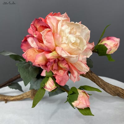 SunMade Luxury Burnt Edged Big Peony Branch Silk Τεχνητά Λουλούδια Σπίτι Διακόσμηση Γάμου Fleurs Artificielles Purple Flores