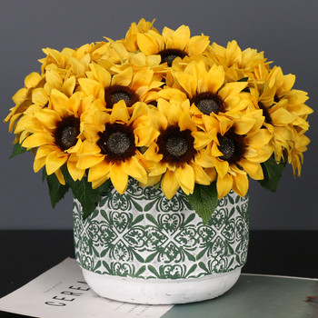 6 κεφαλές τεχνητά λουλούδια ηλίανθου Μπουκέτο μεταξωτά λουλούδια για το σπίτι Νυφικό αυτοκίνητο πάρτι Δώρα Φεστιβάλ DIY Βάζο Διακόσμηση