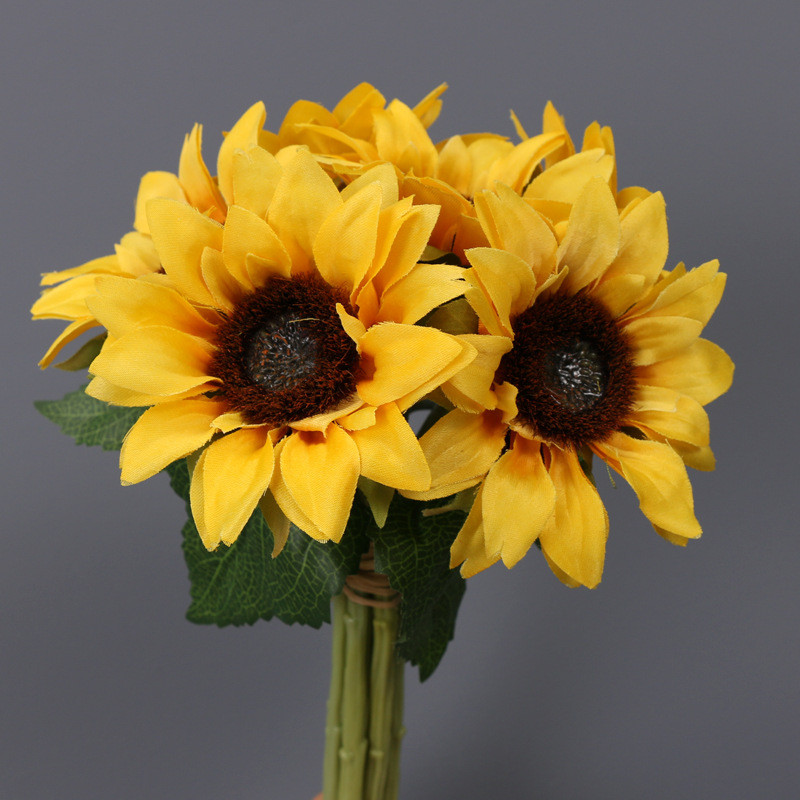 6 pead Kunstlikud päevalilled lilled, lillekimbud, siidid, lilled koju, pulmadeks mõeldud autopeofestivali kingitused.