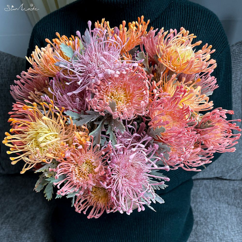 Päikese valmistatud kvaliteetne tuftitud nõelapadi plastikust kunstlill lühike oks elutoa kaunistus Fleur Artificielle pulm