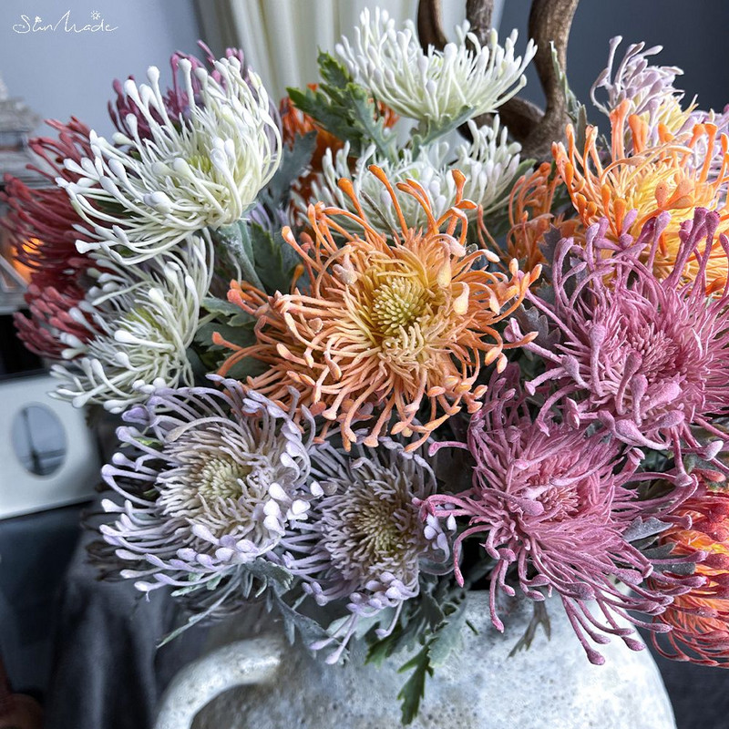 Päikese valmistatud kvaliteetne tuftitud nõelapadi plastikust kunstlill lühike oks elutoa kaunistus Fleur Artificielle pulm