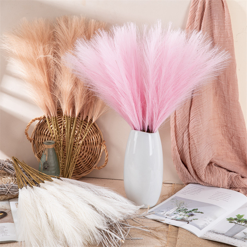 10 bucăți de mătase Pampas Iarbă Decor Buchet de flori artificiale Simulare pufoasă Faux Pampas Aranjamente pentru decorarea casei de nuntă