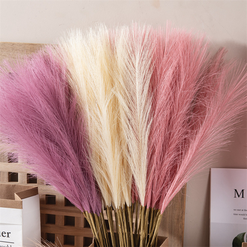10 bucăți de mătase Pampas Iarbă Decor Buchet de flori artificiale Simulare pufoasă Faux Pampas Aranjamente pentru decorarea casei de nuntă