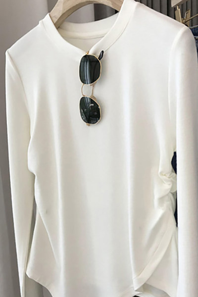 Bluză elegantă de culoare solidă cu piese laterale pentru femei