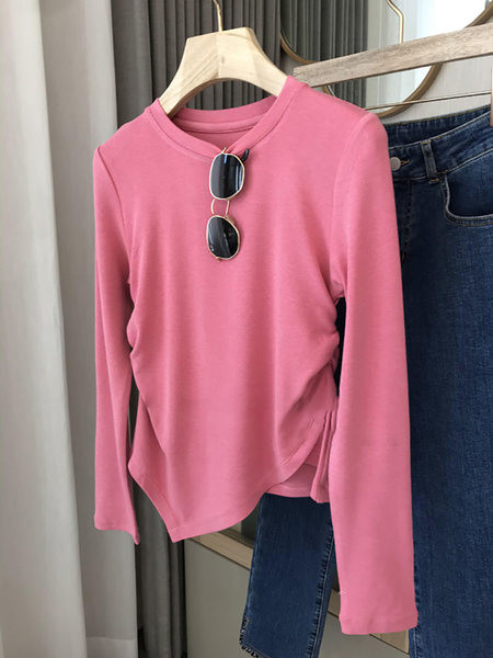 Bluză elegantă de culoare solidă cu piese laterale pentru femei