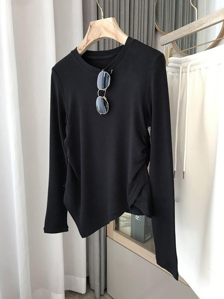 Bluză elegantă de culoare solidă cu piese laterale pentru femei