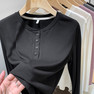 Bluză casual de damă cu mâneci lungi și închidere cu nasturi