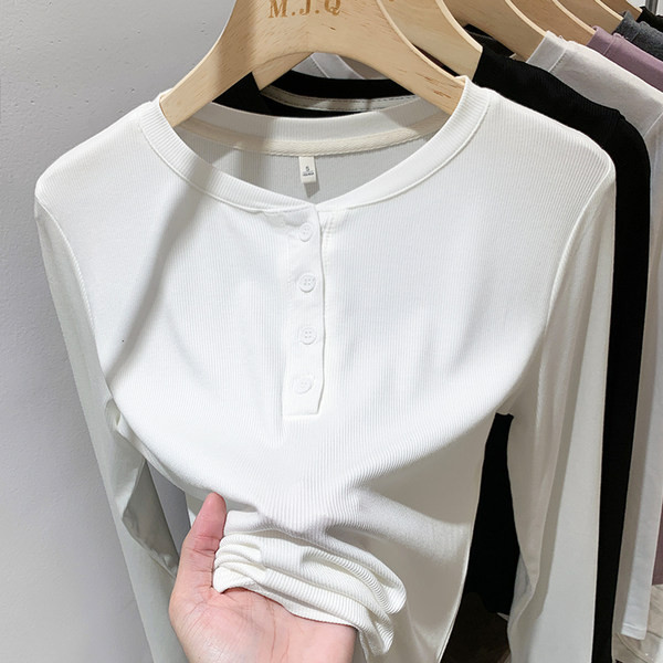 Bluză casual de damă cu mâneci lungi și închidere cu nasturi