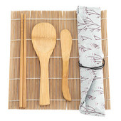 9Pcs/Set Bambusov komplet za izradu sushija uključuje 2 podloge za motanje, 5 štapića za jelo, 1 lopaticu, 1 oštricu za sushi novo