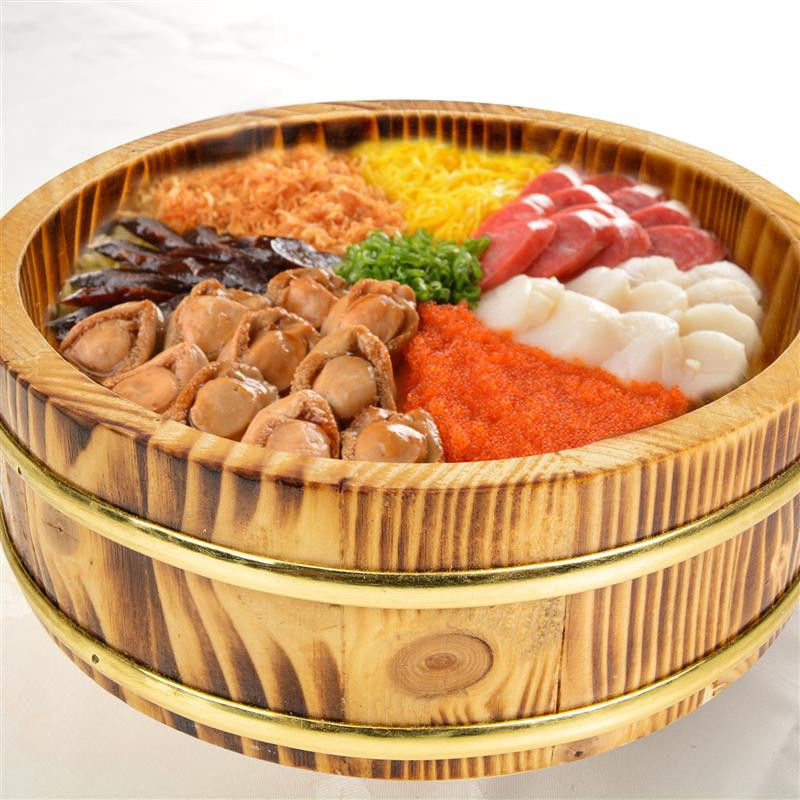 Ryžių sušių dubenėlis kibiras medinis kubilas maišymas japoniško medžio sashimi maisto patiekimas statinė aušinimo lėkštės dubenys lenta oke virtuvės gaminimas