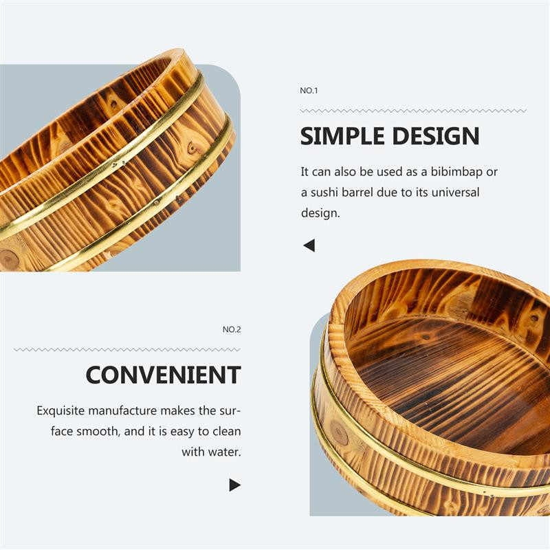 Ryžių sušių dubenėlis kibiras medinis kubilas maišymas japoniško medžio sashimi maisto patiekimas statinė aušinimo lėkštės dubenys lenta oke virtuvės gaminimas