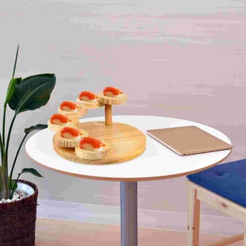 Δίσκος σερβιρίσματος για πιάτο σούσι Ξύλινη βάση σασίμι Ξύλινη βάση πιατέλας Cupcake Περιστρεφόμενη οθόνη αλλαντικών για πιάτα ιαπωνικού επιδόρπιου