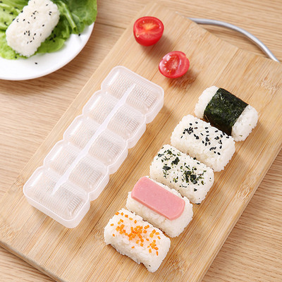 DIY Μαγειρική ιαπωνική μαγειρική σούσι Ψήσιμο Ιαπωνίας Nigiri φόρμα σούσι Μπαλάκι ρυζιού 5 ρολά Μη κολλητική πρέσα Bento Tool Λευκά εργαλεία κουζίνας