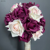 Sunmade 1 buc de lux Real Touch Big Rose Hand Feel Flori artificiale Buchet de mireasa Decorare pentru masa de nunta Aranjament floral