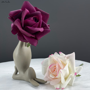 Sunmade 1 Pc Luxury Real Touch Big Rose Hand Feel Artificial Flowers Νυφική ανθοδέσμη Διακόσμηση Τραπεζιού Γάμου Ανθοσυνθέσεις