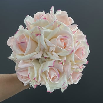 Sunmade 1 Pc Luxury Real Touch Big Rose Hand Feel Artificial Flowers Νυφική ανθοδέσμη Διακόσμηση Τραπεζιού Γάμου Ανθοσυνθέσεις