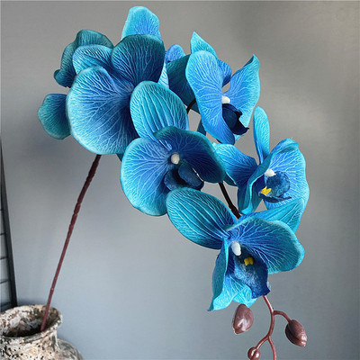 Fluture negru mare, ramură de orhidee, flori artificiale, decorațiuni pentru casă, flori speciale, mătase, flori false, pentru petreceri