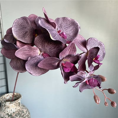 Fluture negru mare, ramură de orhidee, flori artificiale, decorațiuni pentru casă, flori speciale, mătase, flori false, pentru petreceri