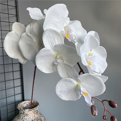 Fluture negru mare, ramură de orhidee, flori artificiale, decorațiuni pentru casă, flori speciale, mătase, flori false, pentru petreceri