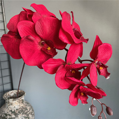 Fluture negru mare, ramură de orhidee, flori artificiale, decorațiuni pentru casă, flori speciale, mătase, flori false, pentru petreceri