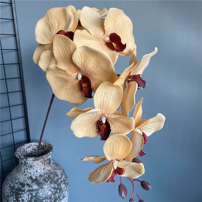 Fluture negru mare, ramură de orhidee, flori artificiale, decorațiuni pentru casă, flori speciale, mătase, flori false, pentru petreceri
