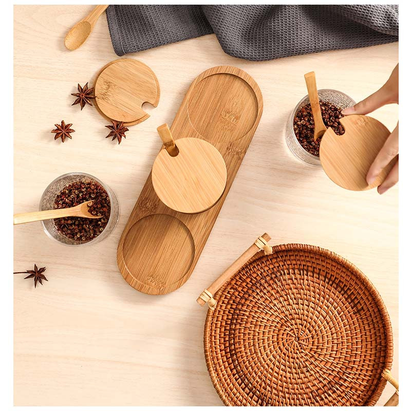 Oală de condimente din sticlă Rezervor de depozitare creativ pentru zahăr și sare Seturi de gadgeturi de bucătărie Set combinat de borcane de condimente Recipient pentru alimente cu capac