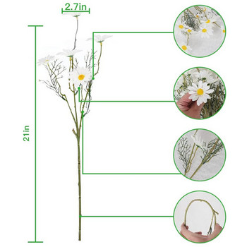 Лайки 15 глави Копринено изкуствено цвете Маргаритка Бели фалшиви цветя Стая Сватбена кола Маса Парти Подаръци декорации Направи си букет