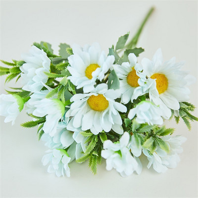 Kummelid 15 pead siidist kunstlill karikakra valge võltslilled tuba pulmaauto laua pidu Kingitused kaunistused isetehtud kimp