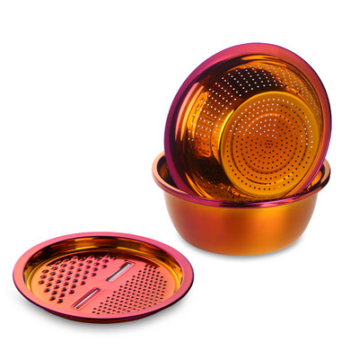 3 tk / komplekt köögivilja viilutaja roostevabast terasest äravoolukauss kurn korv kartulikoorija porgandi riiv lõikur puu riis pesukauss