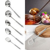 Roostevabast terasest toiduvalmistamislusikas Majapidamislabida ümmargune toru käepidemega kööginõude komplekt Köögiseadmed #t2g